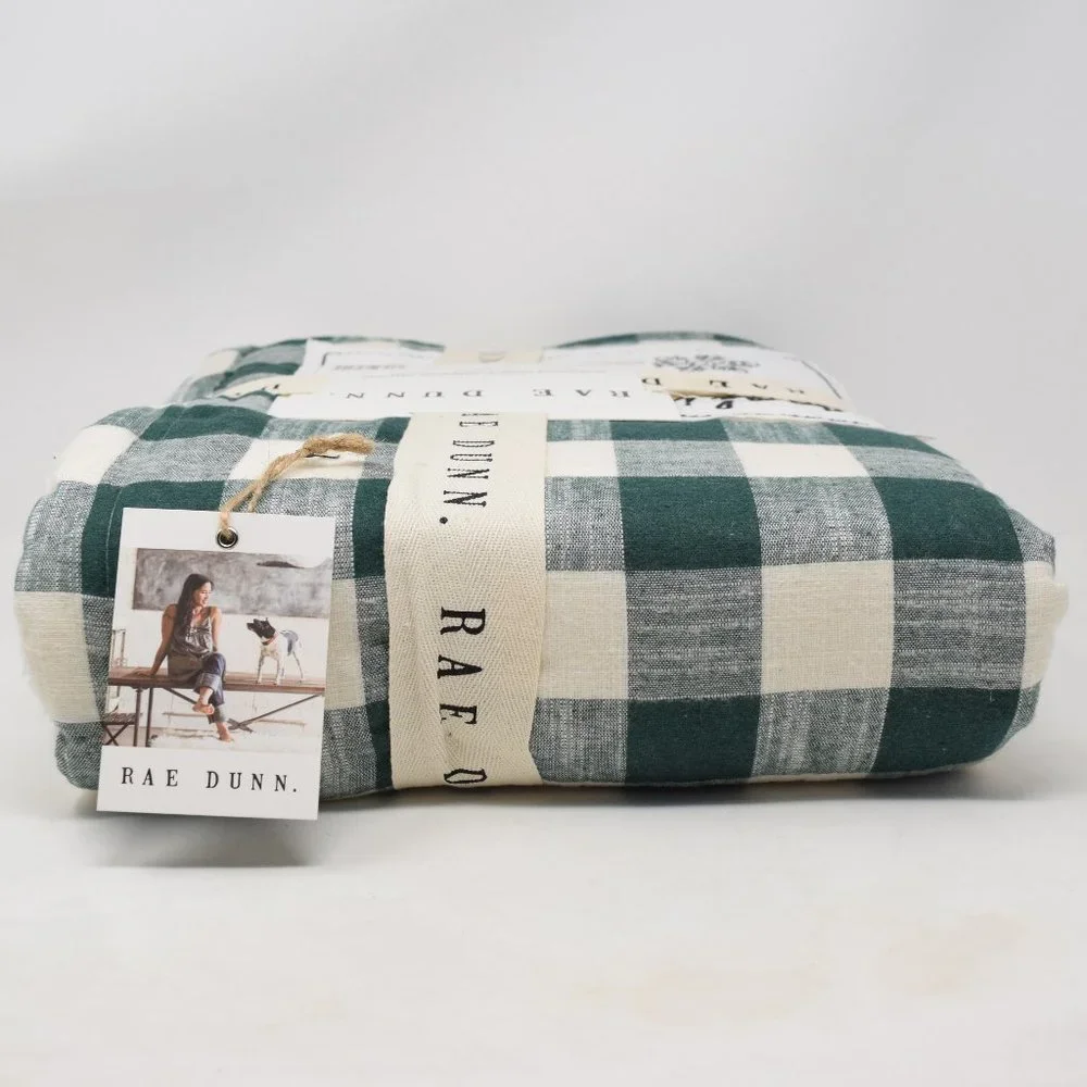 Rae Dunn Making Spirits Bright Throw Buffalo Check Sherpa Blanket New Green